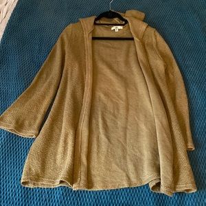 Soft hooded cardigan with flared sleeves